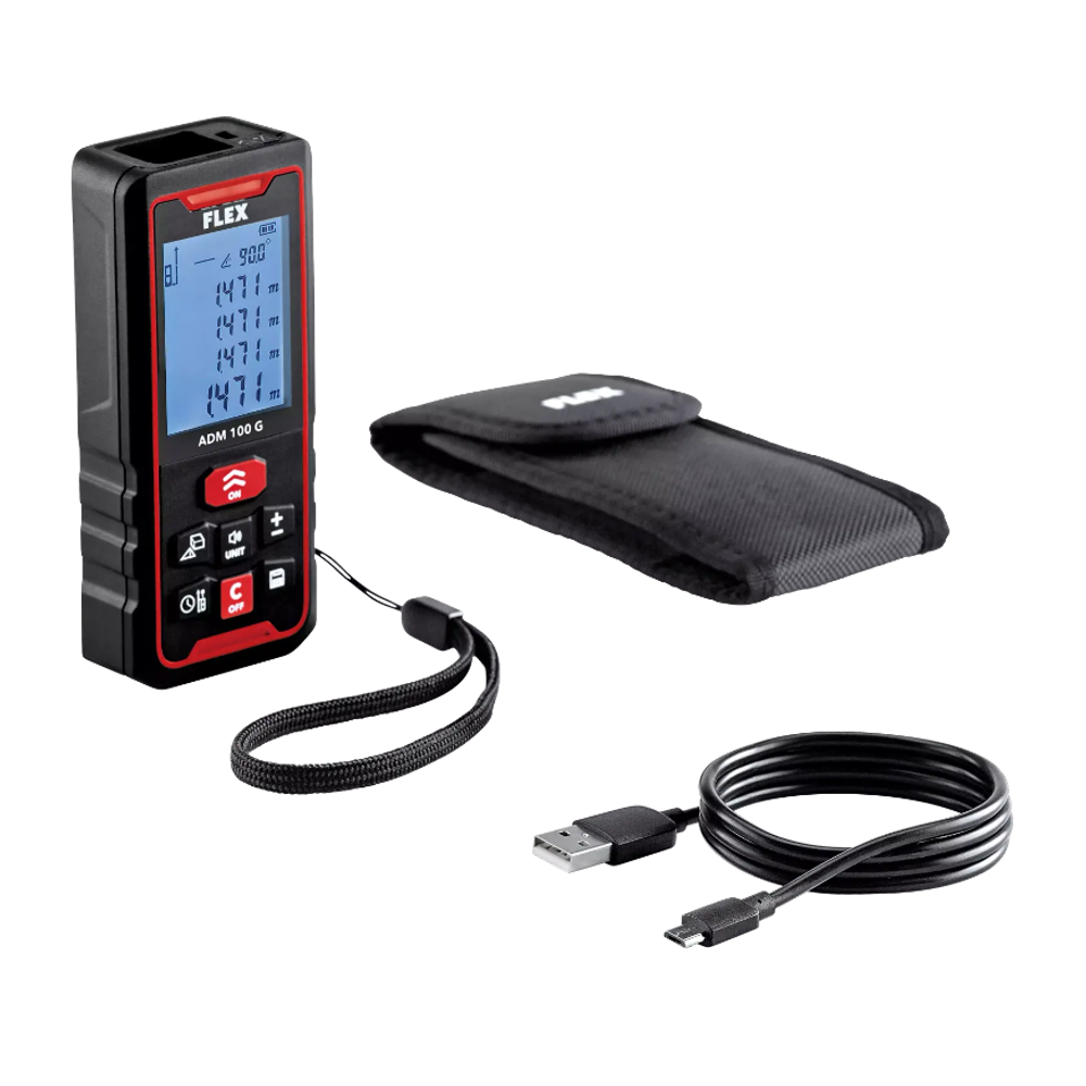 Лазерный дальномер FLEX ADM 100 G, расчет длины, площади, объема, высоты 518964