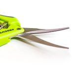 Крупный план изогнутых лезвий ножниц procut curved blades, демонстрирующий изгиб по плоскости и надпись "stainless steel"