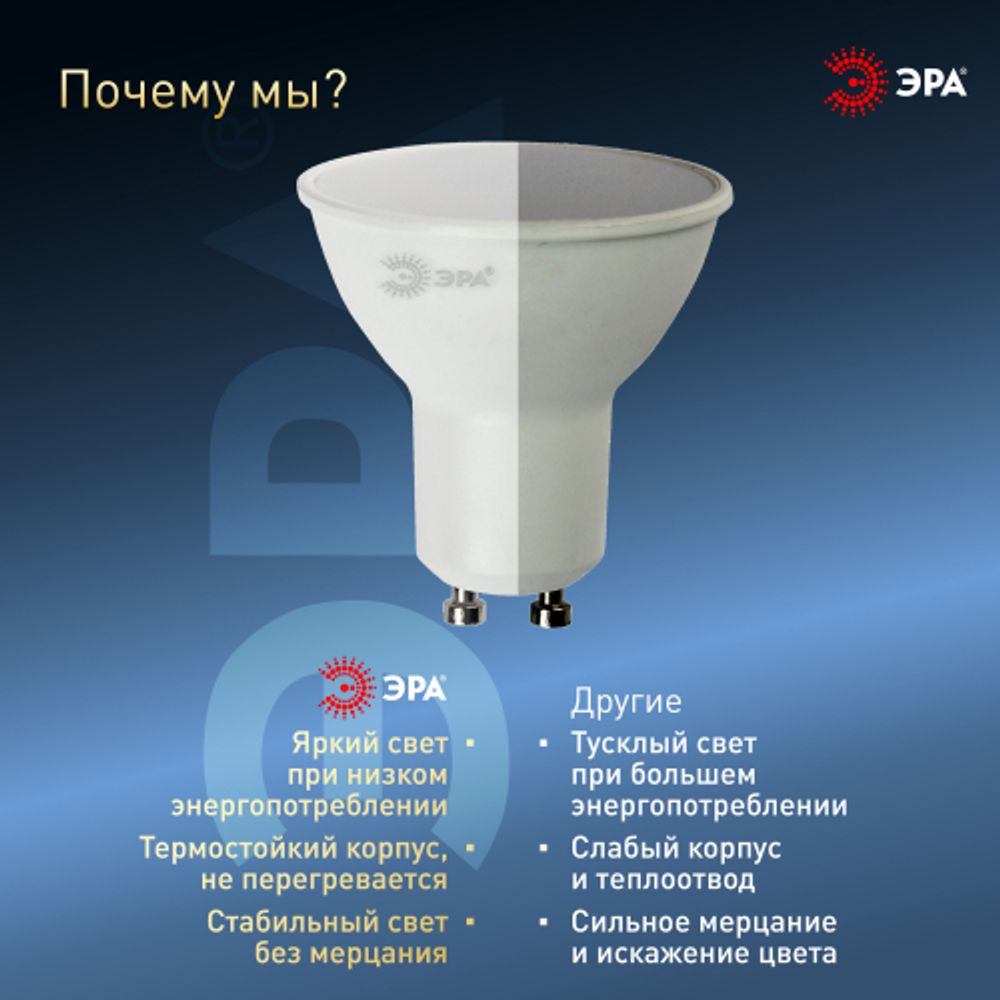 Лампа светодиодная ЭРА STD LED MR16-12W-860-GU10 12Вт софит холодный дневной свет GU10 | Лампы cветодиодные Точечные (Софиты) (MR, PAR)