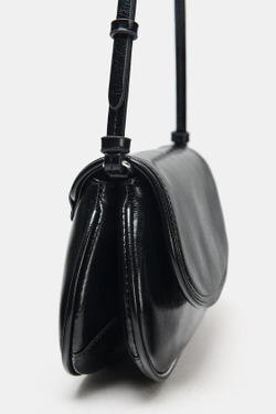 ZARA СУМКА ЧЕРЕЗ ПЛЕЧО С КЛАПАНОМ, ЧЕРНЫЙ