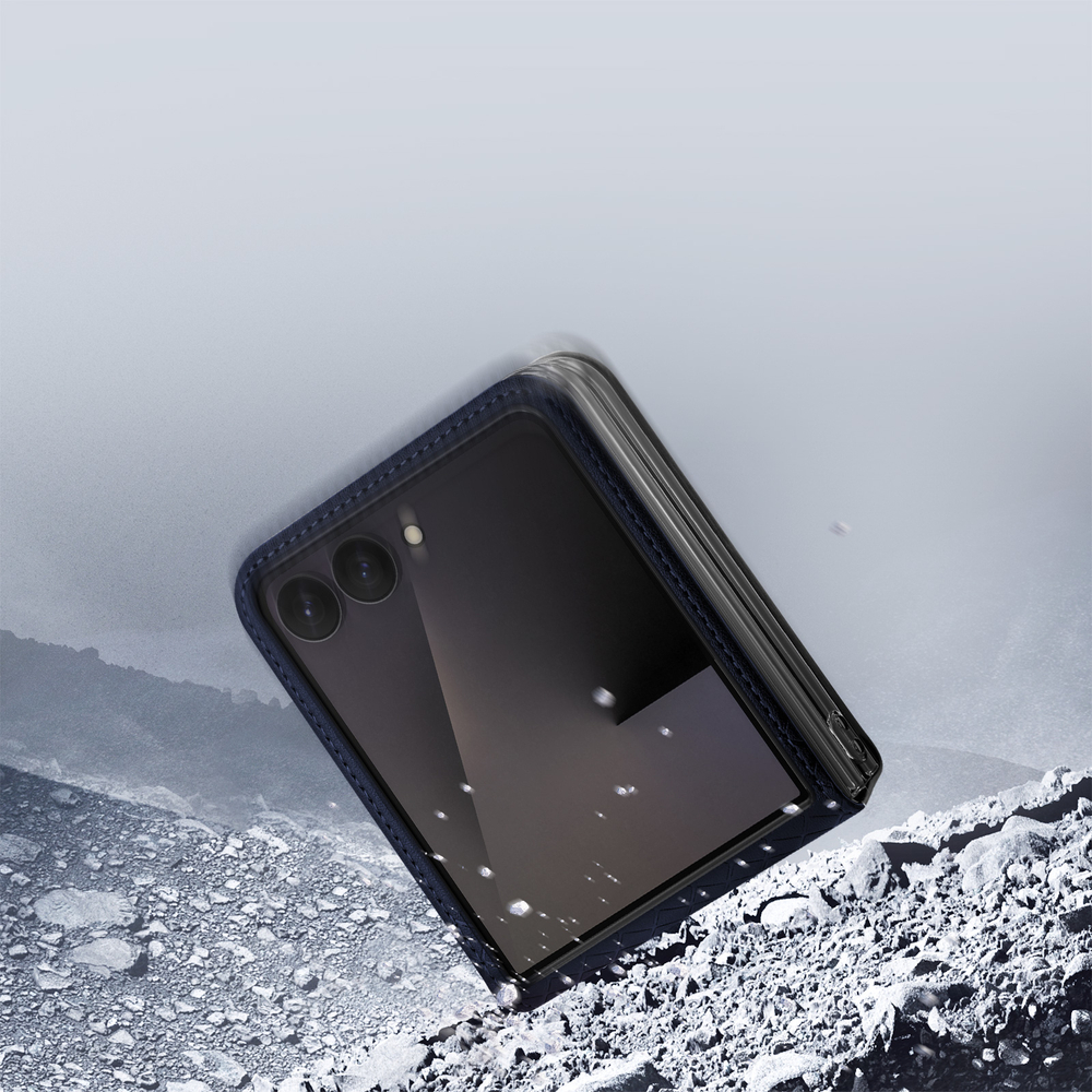 Чехол синего цвета из кожи для Samsung Galaxy Z Flip 8, серия Bril Series Case от Dux Ducis