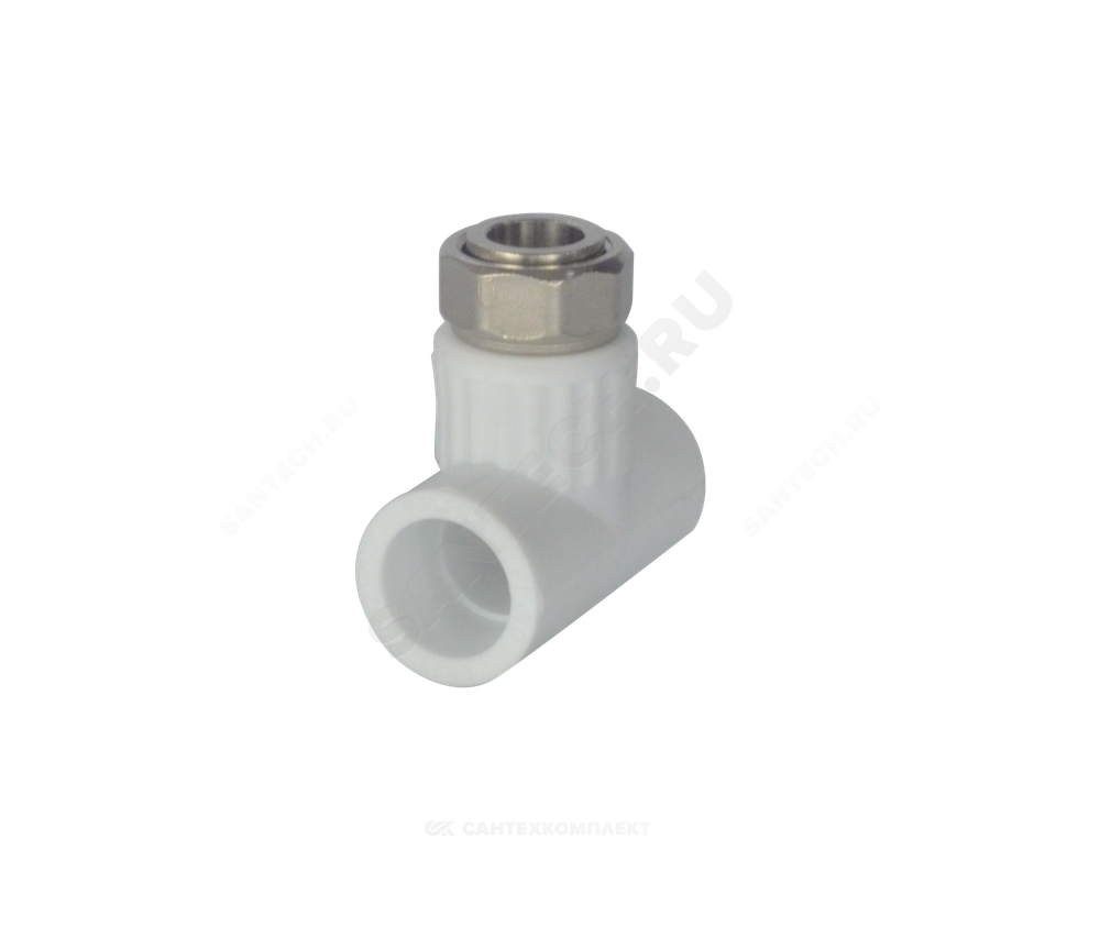 Тройник PP-R комбинированный белый Дн 20х1/2" с накидной гайкой VALFEX 10140020
