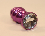 Пробка металл 7,3х2,9см фигурная фиолетовая прозрачный страз 47429-4MM