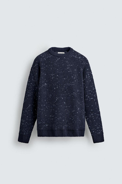 ZARA КОНТРАСТНЫЙ СВИТЕР , МОРСКОЙ СИНИЙ