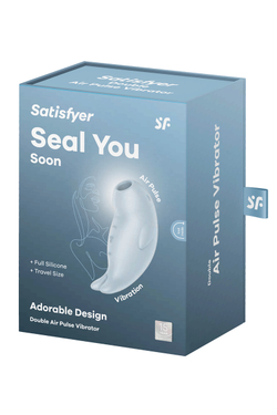 Вакуумный стимулятор клитора с вибрацией Satisfyer Seal You Soon, силикон, голубой, 11 см