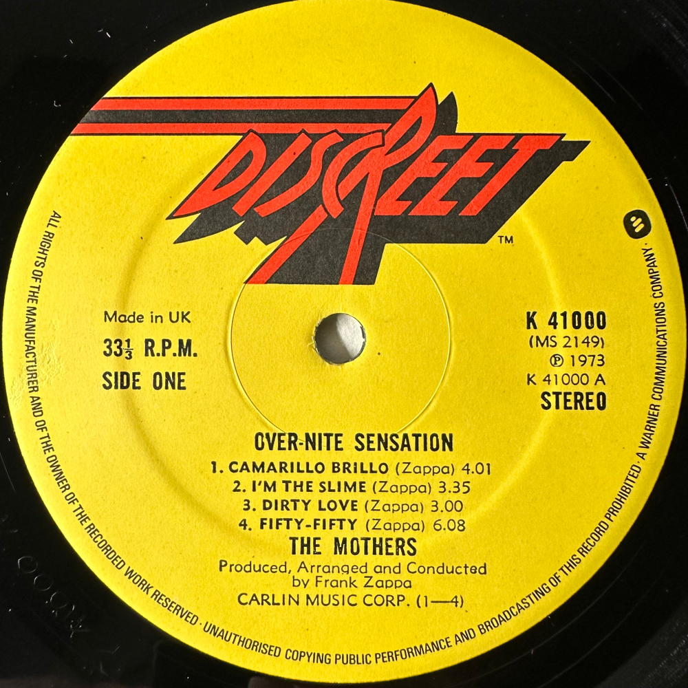 The Mothers - Over-Nite Sensation (Англия 1973г.)