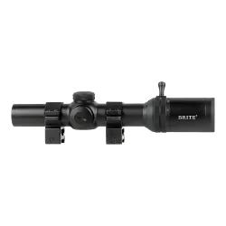Прицел оптический BRITE LPVO 1-8X24 IR - вид сбоку с установленными кольцами крепления