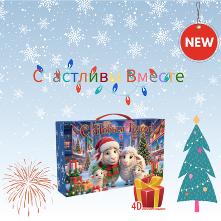 Подарочная коробка для конфет "Счастливы Вместе!" 750гр (1/200шт)