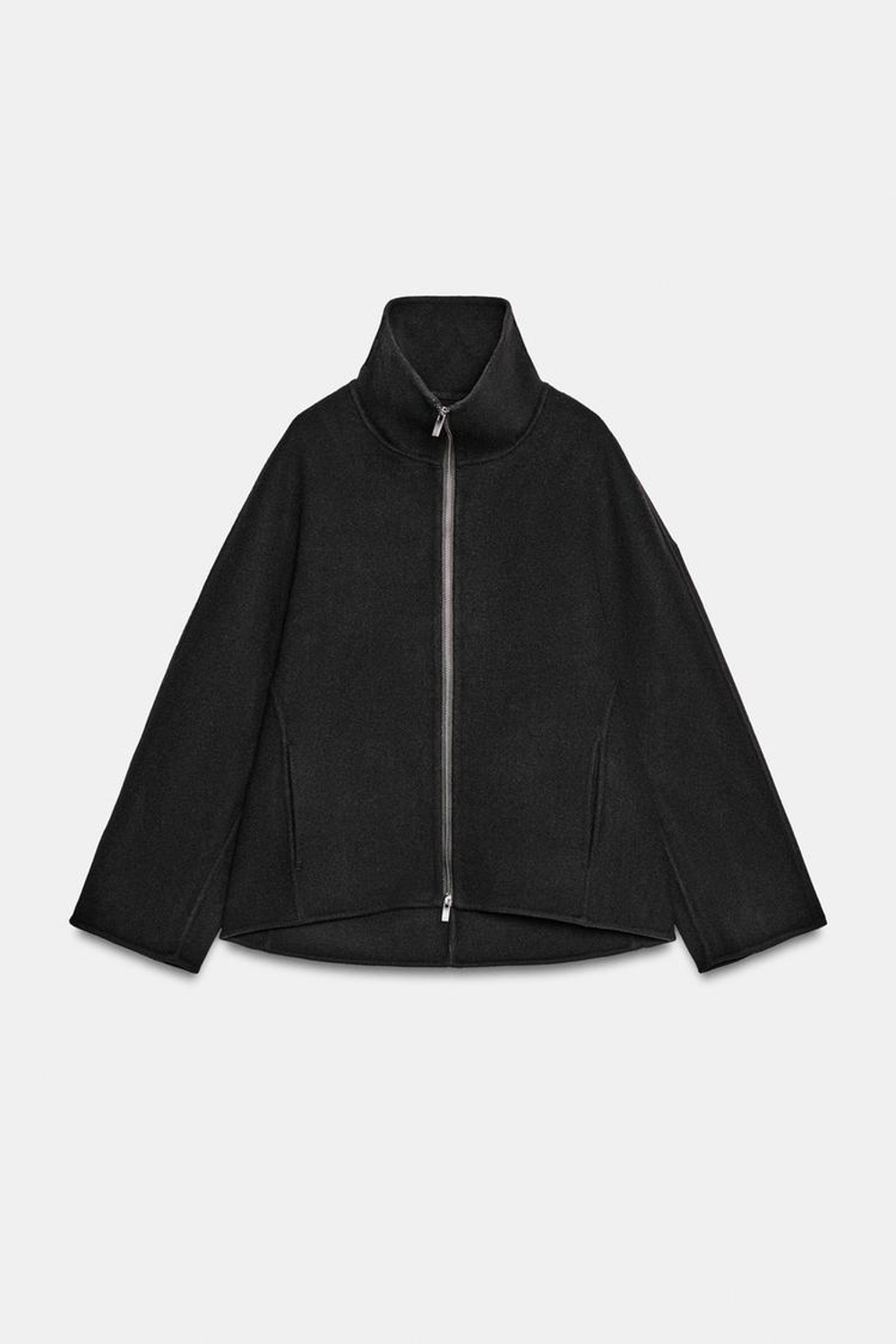 ZARA КОРОТКОЕ ШЕРСТЯНОЕ ПАЛЬТО — ZW COLLECTION, ЧЕРНЫЙ