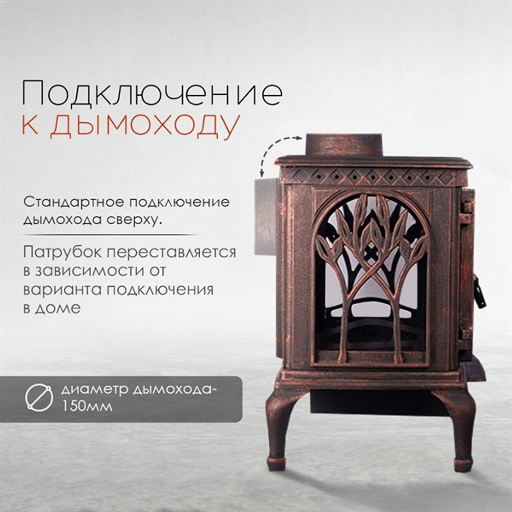 Чугунная печь-камин LOKI Forest Bronze