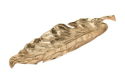 Блюдо декоративное 43x14x3,5см Garda Decor Лист золотая