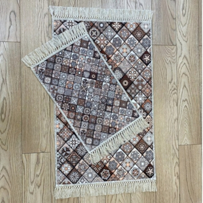 Набор ковриков ДЕКОРАТИВ (DECORATIVE) с рисунком и бахромой 55*85+45*55 6593-2