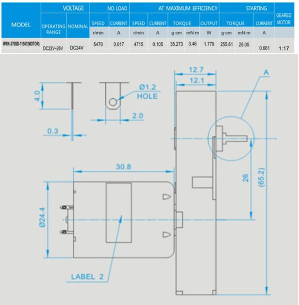 Мотор с редуктором WZ483K17 17800277, 24В
