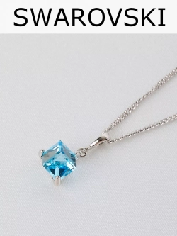 Кулон-кубик Миражи с голубым кристаллом Swarovski