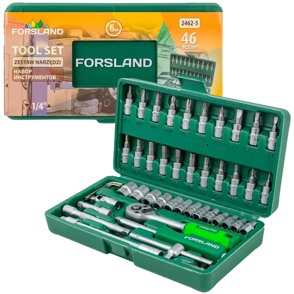 Набор инструментов 46пр.1/4''(6гр.)(4-14мм) Forsland Forsland-2462-5