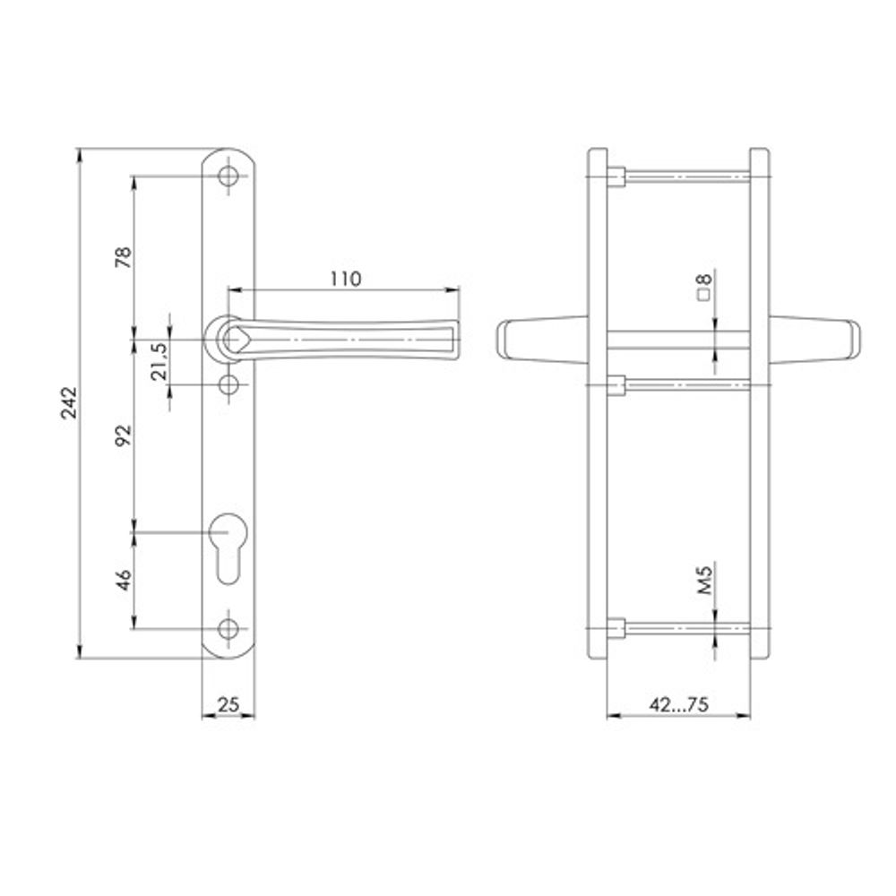 Ручка на планке PUNTO HANDLE.92.25.67-75 RAL 9016 белый /60261/