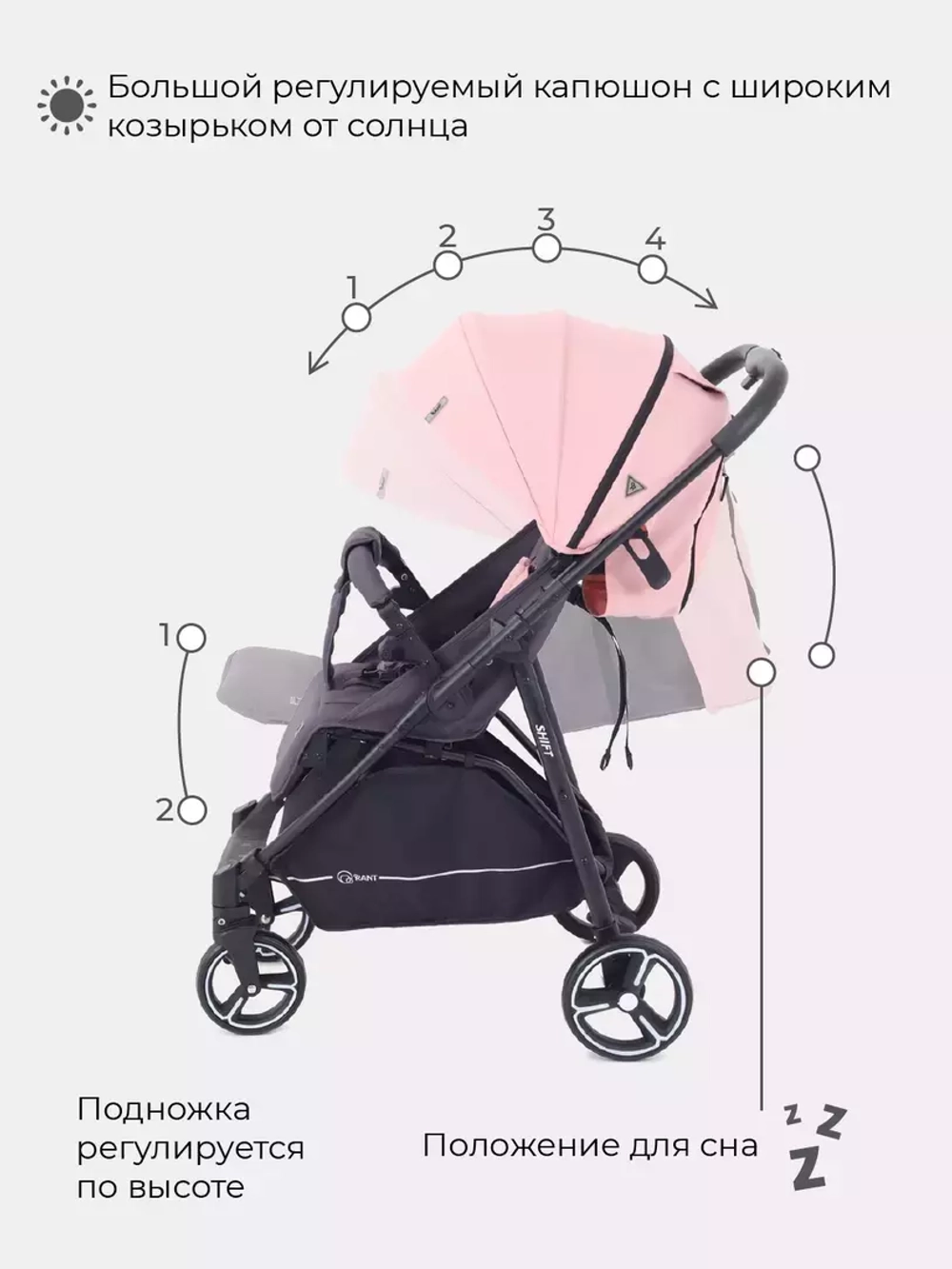 Коляска детская RANT "SHIFT STAR" RA250 Cloud Pink