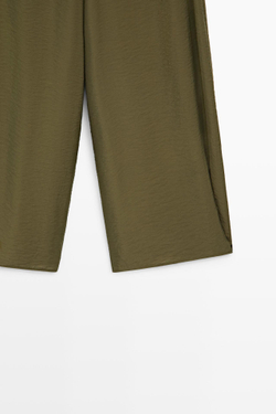 Massimo Dutti Струящейся брюки с широкими штанинами, хаки