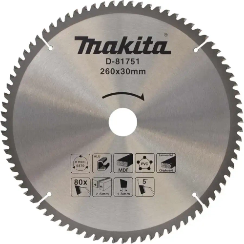 Пильный диск универсальный 260x30x2.6/1.8x80T Makita D-81751