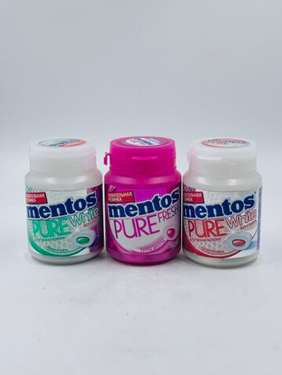 Mentos жевательные резинки без сахара Pure white/fresh, MIX 3 - Нежная мята, Клубника, Тутти-фрутти, 3 шт. по 54 г