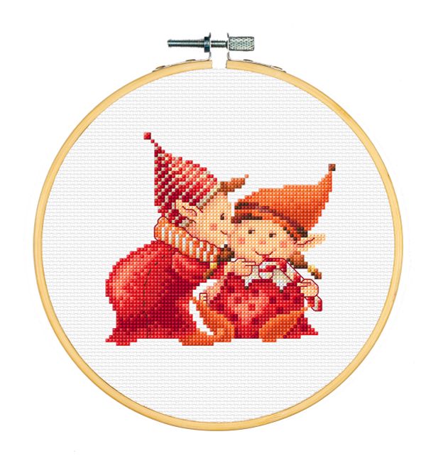 Набор для вышивания нитками Dutch Stitch Brothers Два гнома, канва Aida 14 ct