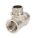 Тройник латунь никель переходной Ду 20х15х20 (3/4"х1/2"х3/4") ВР/НР/НР VALFEX VF.133.N.034.012.034