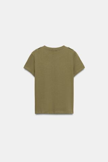 ZARA ФУТБОЛКА С ПАТАМИ И ПУГОВИЦАМИ, ХАКИ