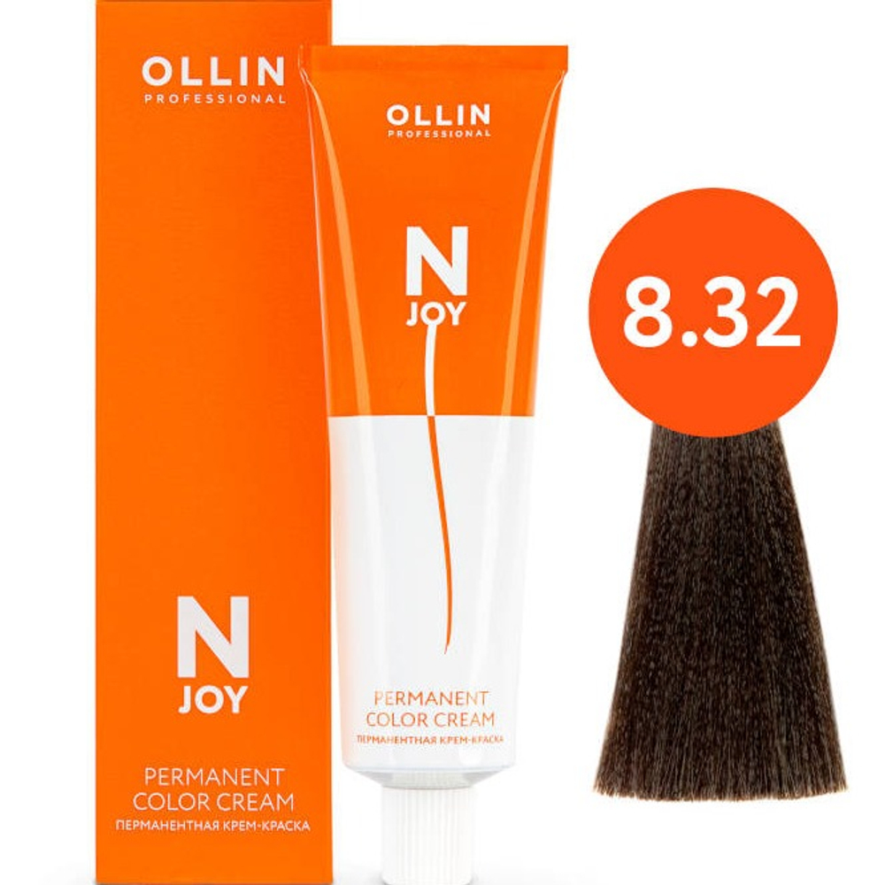 OLLIN PROFESSIONAL N-JOY - перманентная крем-краска для волос, 8/32 светло-русый золотисто-фиолетовый, 100 мл