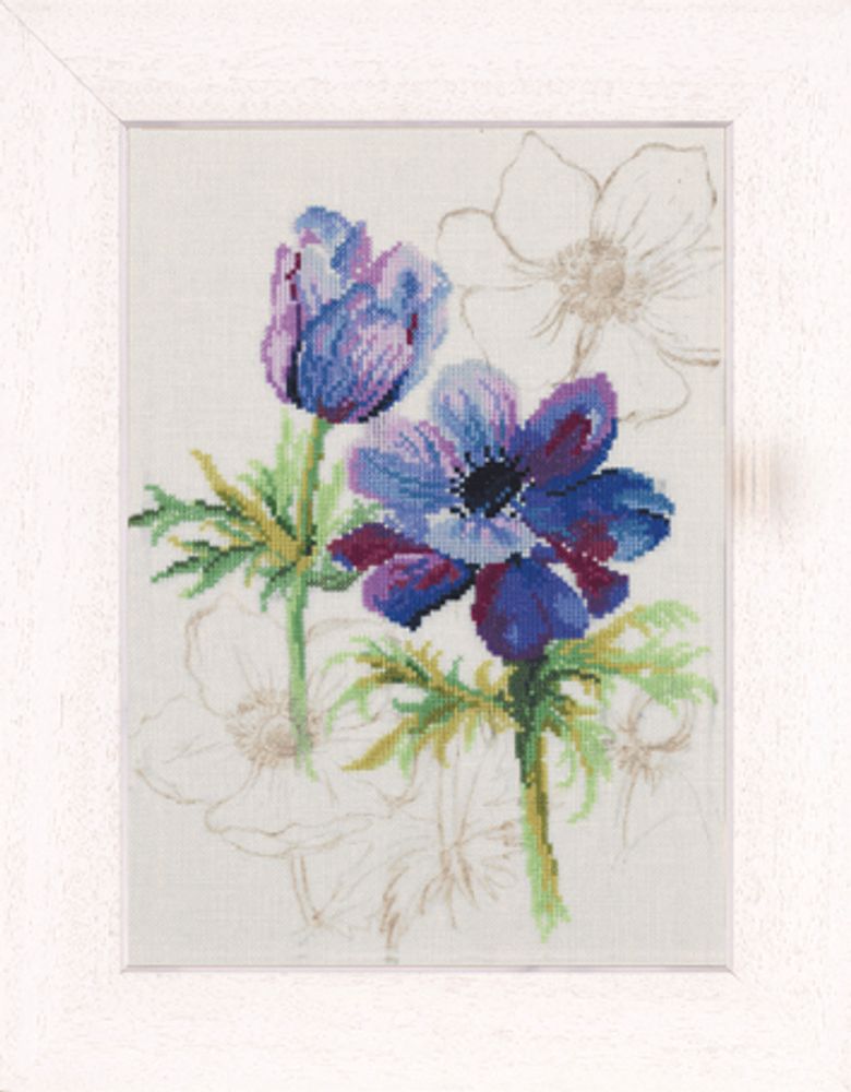 Набор для вышивания нитками Lanarte, Blue anemones, 20х28 см Набор для вышивания нитками Lanarte, Blue anemones, 20х28 см