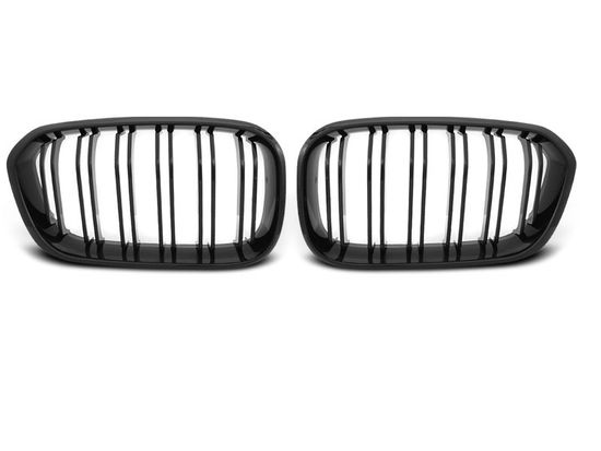 Решетка (ноздри) радиатора GLOSSY BLACK DOUBLE BAR для BMW 1 F20 F21 LCI