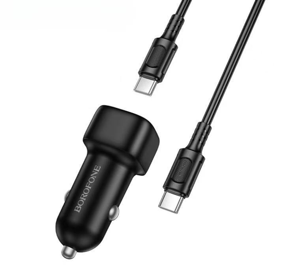 Автомобильное заряд. устр. Borofone BZ34A 1C с кабелем Type-C на Type-C 20W черное