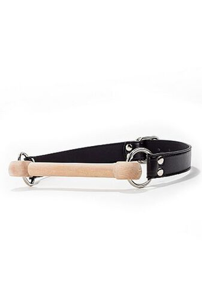 Черный кляп Wooden Bridle с деревянным трензелем (Цвет: черный)