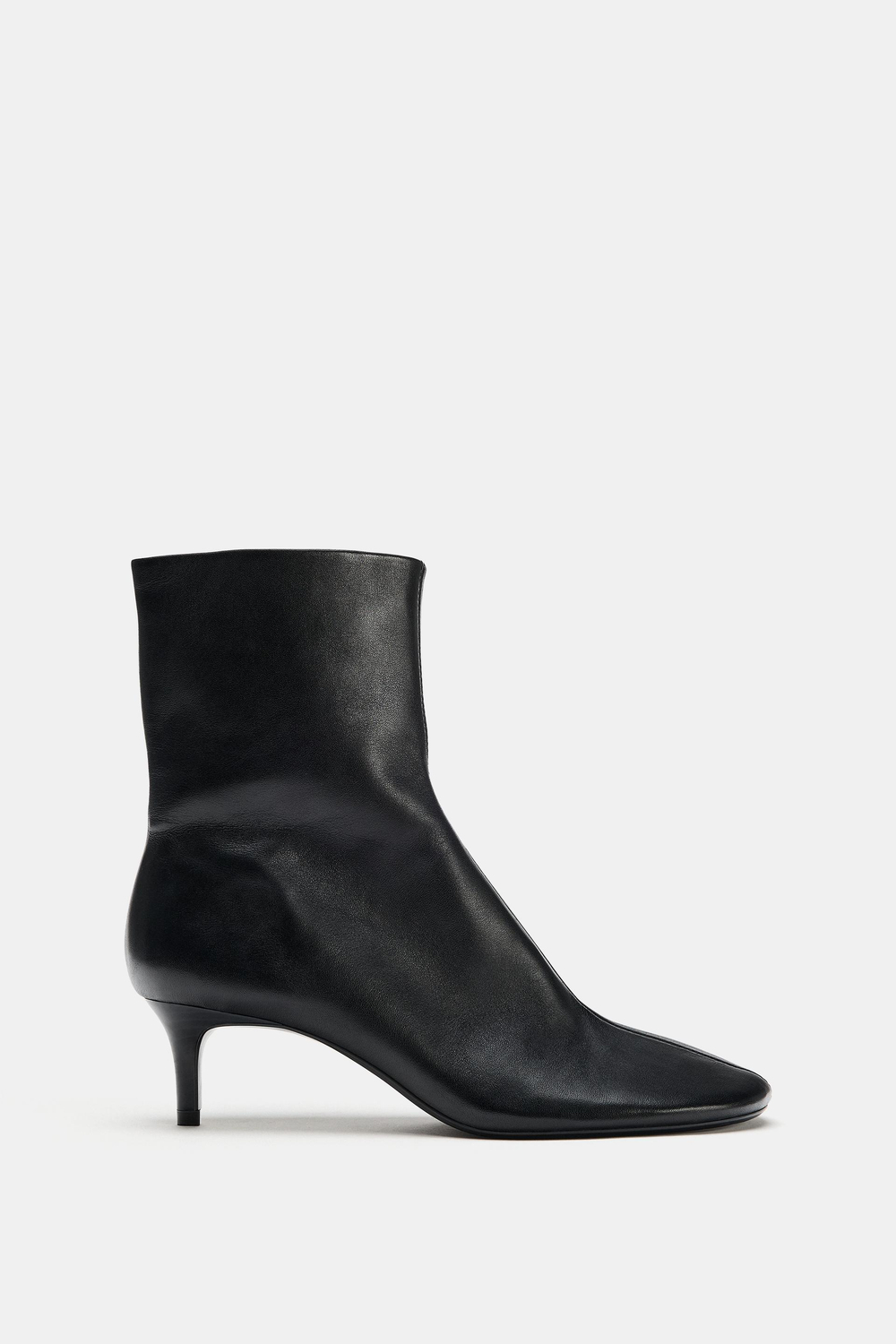 ZARA КОЖАНЫЕ БОТИЛЬОНЫ НА КАБЛУКЕ, ЧЕРНЫЙ
