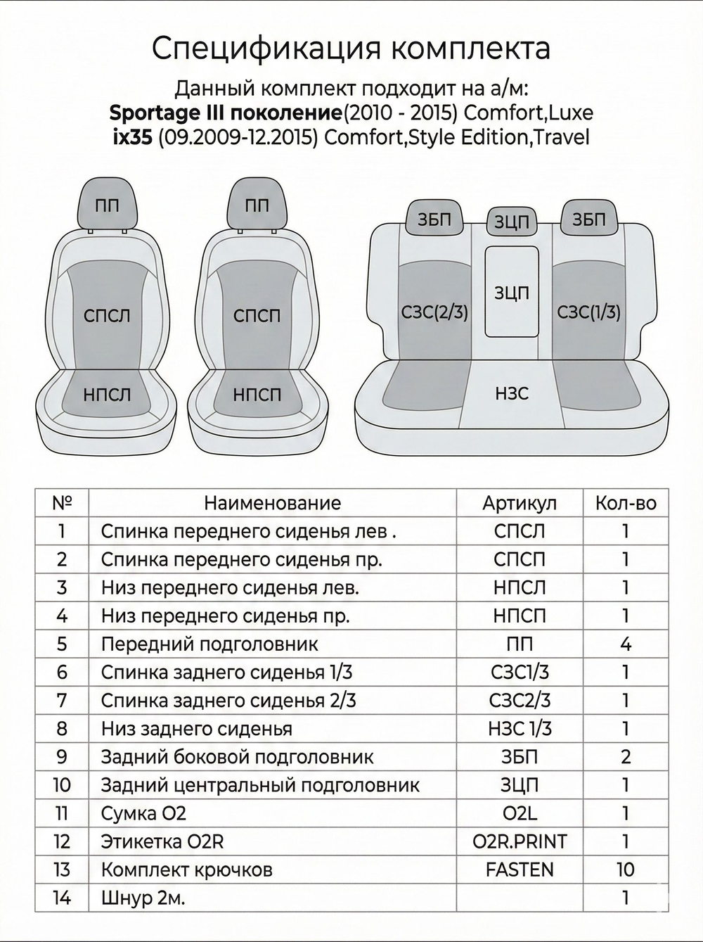 Чехлы на Киа Спортейдж 3 / Хендай Ай Икс 35 (2010-2016)