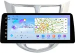 Магнитола для Hyundai Solaris 1 2010-2016 (рамка серебро) - FarCar S500+TS10 монитор 12.3" 2K QLED на Android 14, Быстрая, CarPlay, 4G SIM-слот