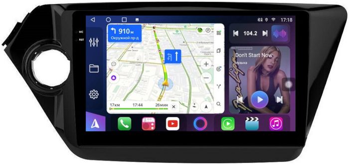 Магнитола для KIA Rio 3 2011-2017 - FarCar S400-TS18 монитор 9.5" QLED на Android 14, CarPlay, 4G SIM-слот