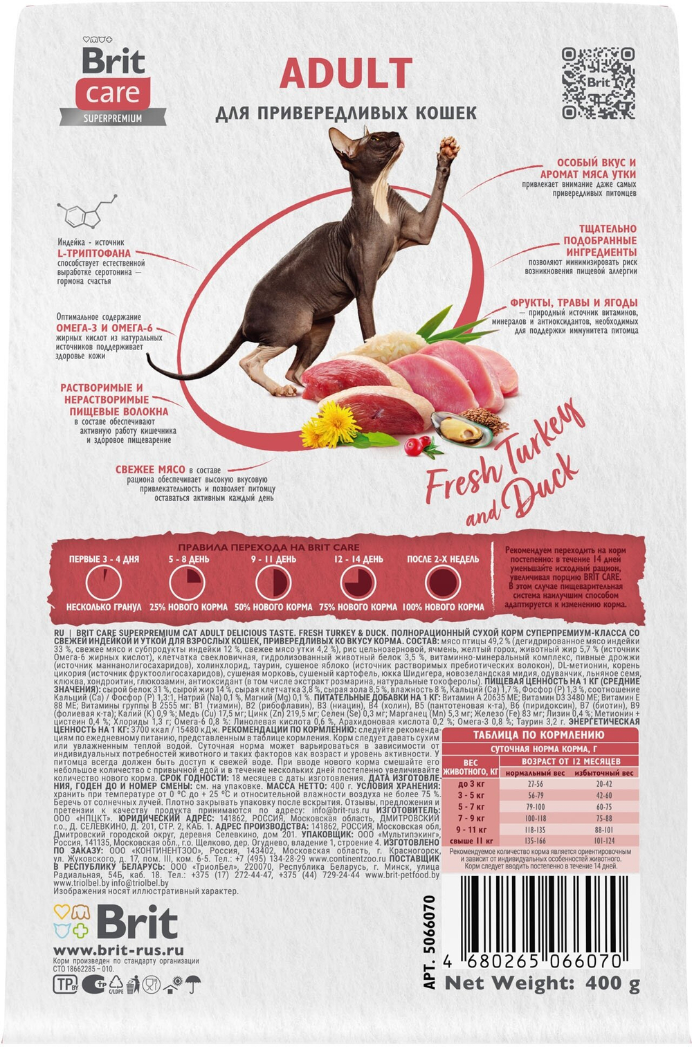CAT Brit Care Superpremium Adult с индейкой и уткой для взрослых привередливых кошек, Превосходный вкус, 1.5 кг