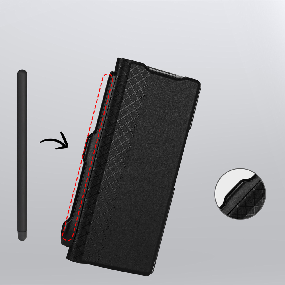Чехол черного цвета с премиальной искусственной кожи от Dux Ducis для Samsung Galaxy Z Fold 6, серия Bril Series Case (версия с S Pen)