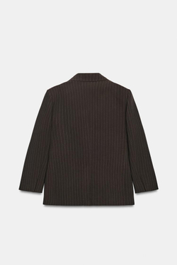 ZARA БЛЕЙЗЕР ОВЕРСАЙЗ В ПОЛОСКУ, КОРИЧНЕВЫЙ