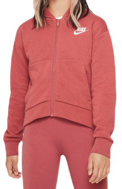 Кофта для девочки теннисная  Nike Sportswear Club Fleece Full Zip Hoodie - canyon rust/white
