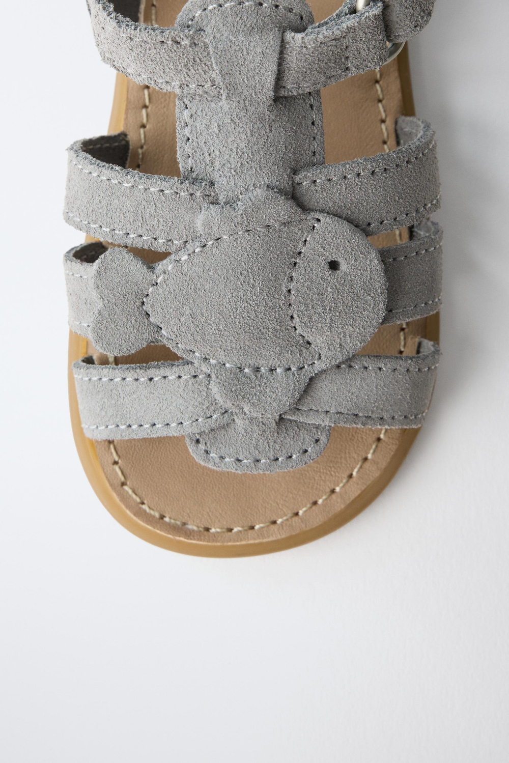 ZARA КОЖАНЫЕ САНДАЛИИ BAREFOOT С РЫБКОЙ, ГОЛУБОЙ