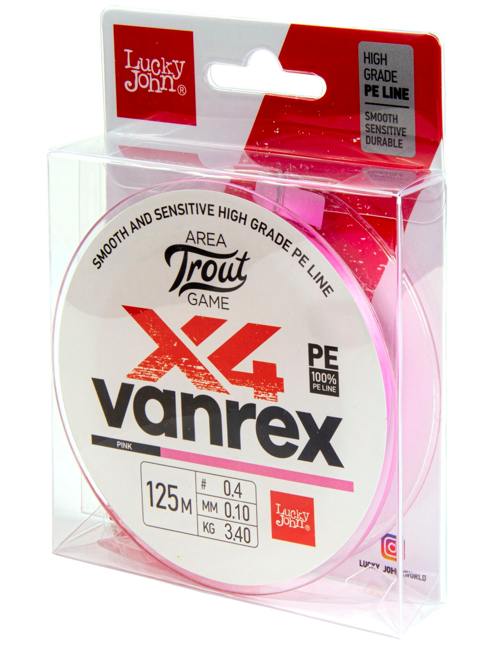 Леска плетёная LJ Area Trout Game х4 BRAID Pink 125 м, 0,10 мм