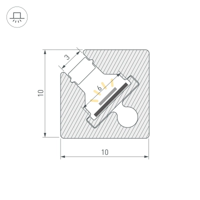 Профиль с экраном SL-KANT-H10-SQUARE-2000 IRON GREY (Arlight, Алюминий+пластик)