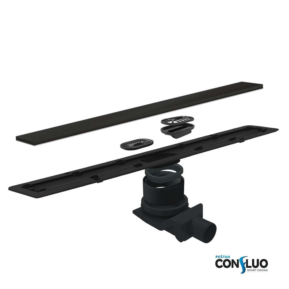 Душевой лоток Pestan Confluo Frameless Line 300 Black Glass