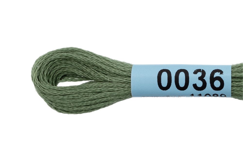 Мулине Gamma 100% хлопок, цв.0036 серо-зеленый, 24 мотка по 8 метров