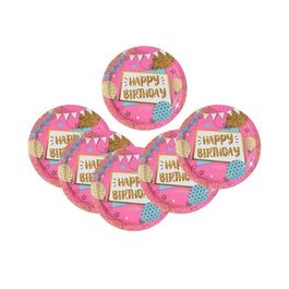 Тарелка бумажная "Happy Birthday" гирлянды, 18 см, 10шт