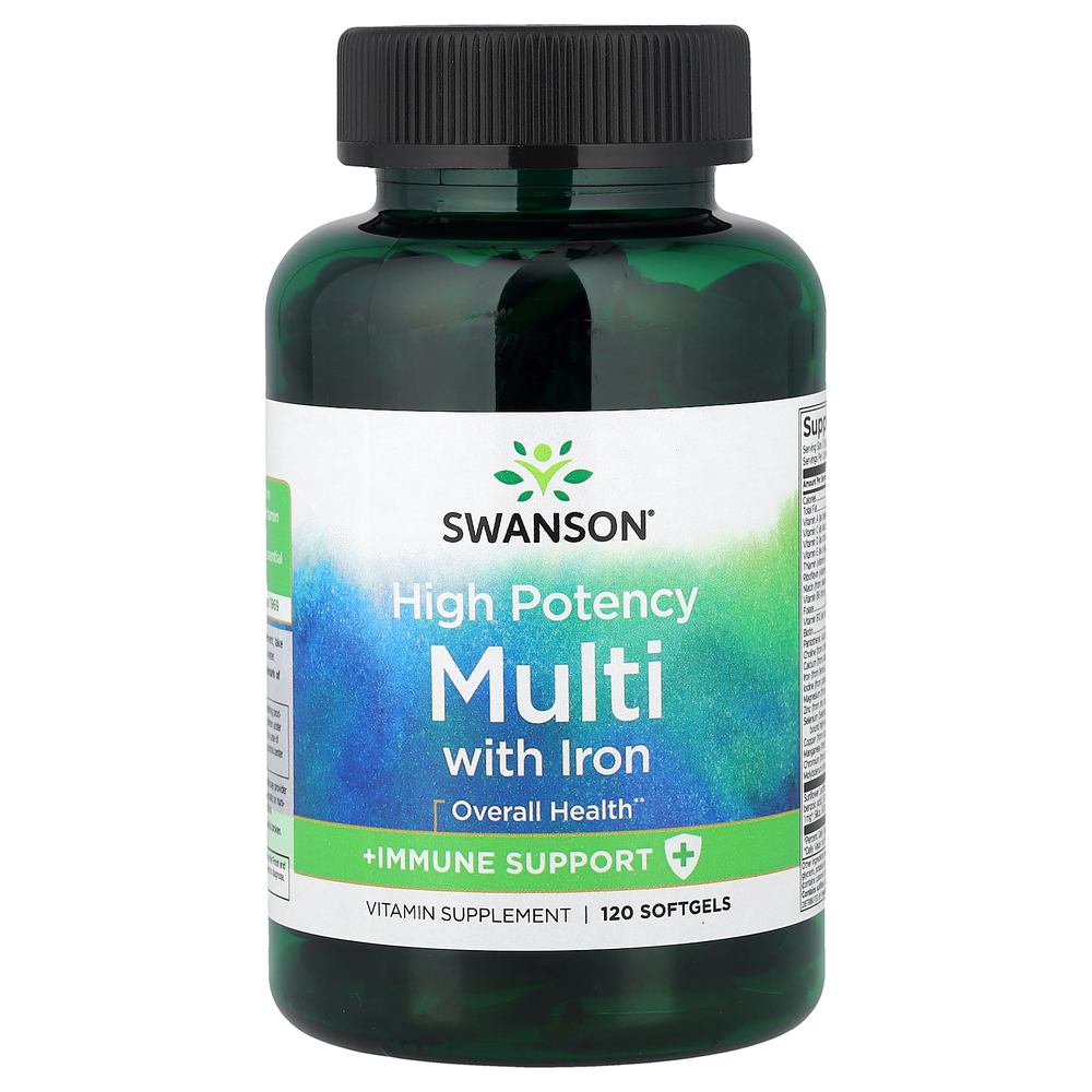 Swanson Vitamins, мультивитамины с железом, высокая эффективность, 120 капсул