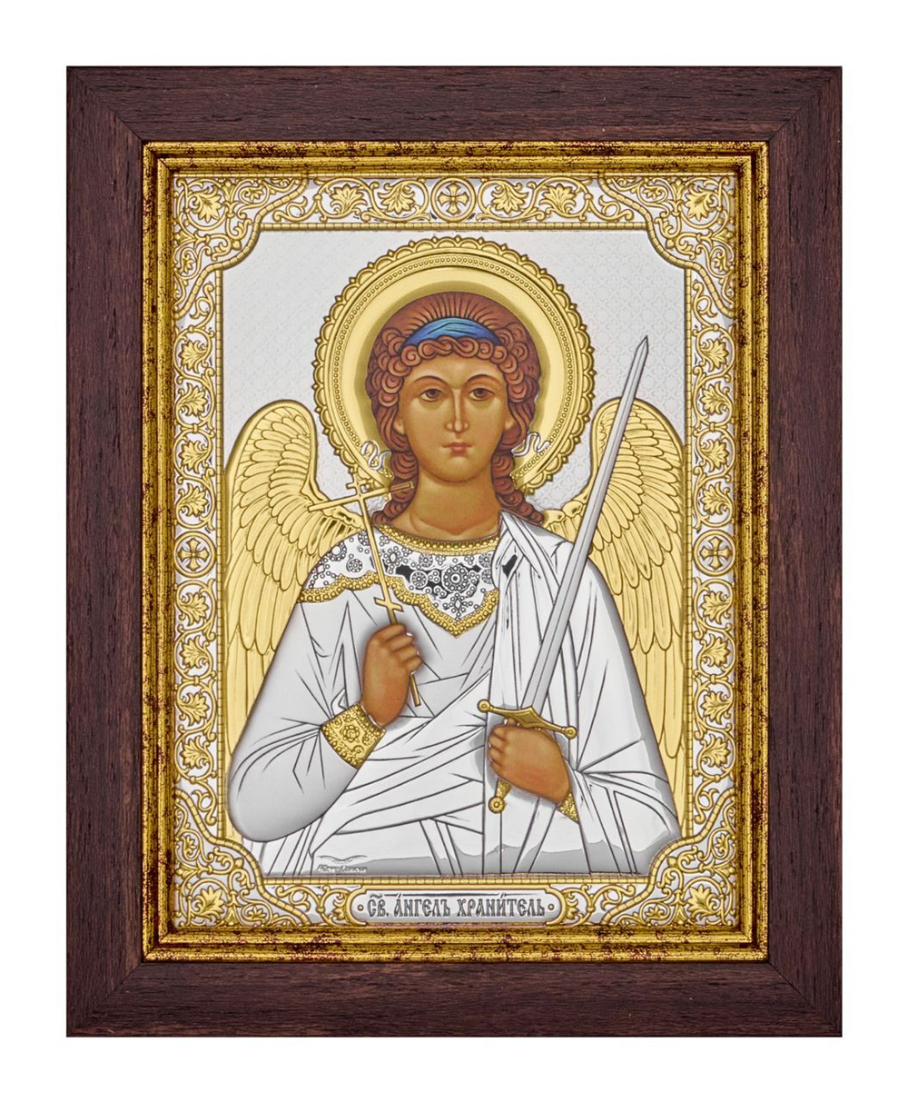 Ангел Хранитель, икона прямоугольная в рамке под стеклом, красный киот 170х210