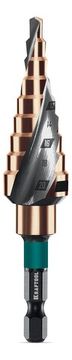 KRAFTOOL COBALT 4-20мм, 9 ступеней, азотирование, винтовая спираль, сверло ступенчатое(29691-4-20-9)