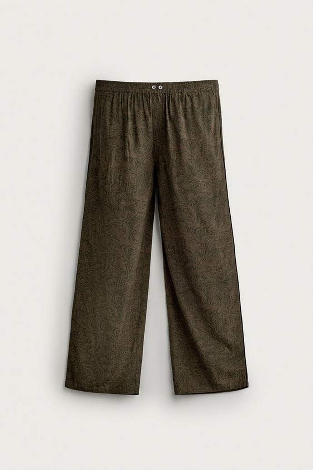 ZARA СТРУЯЩИЕСЯ БРЮКИ RELAXED FIT С ПРИНТОМ, ОТТЕНОК КОРИЧНЕВОГО
